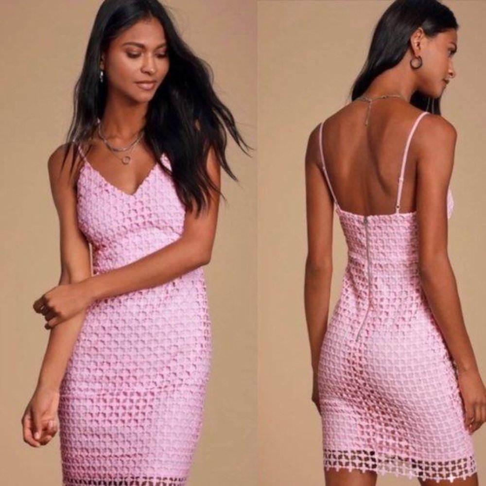 Lulus Sheath Mini Dress Spaghetti Straps Pink